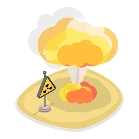 Desastre humano causado por la explosión de una bomba nuclear  Ilustración