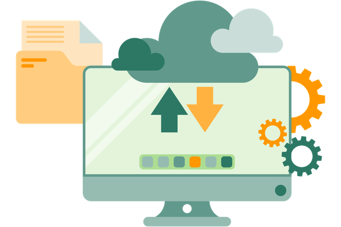 Descargar datos a través del almacenamiento en la nube  Ilustración