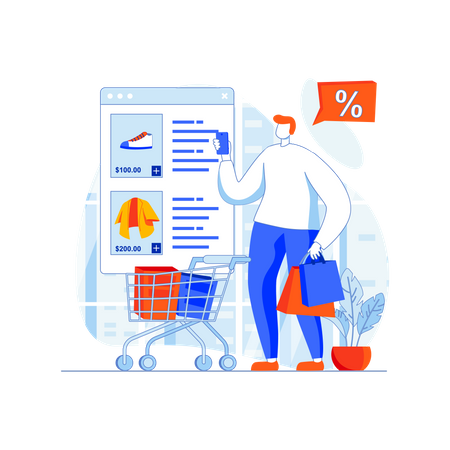 Desconto em compras on-line  Ilustração