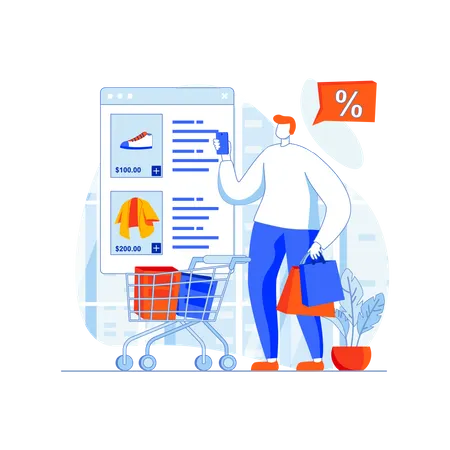 Desconto em compras on-line  Ilustração