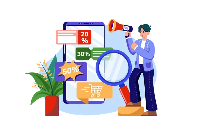 Desconto em compras on-line  Ilustração