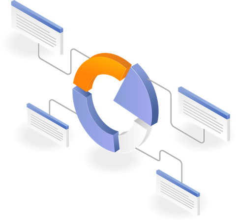 Description of the application pie chart infographic  Illustration