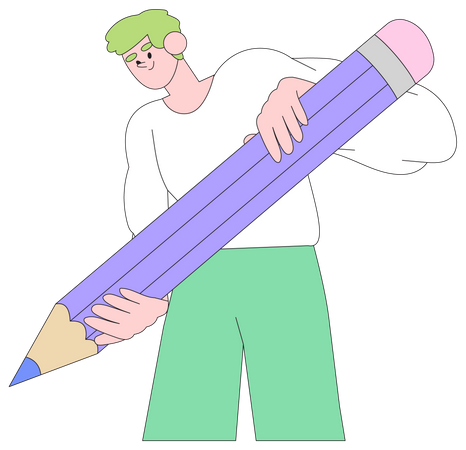 Desenho de designer masculino usando lápis  Ilustração