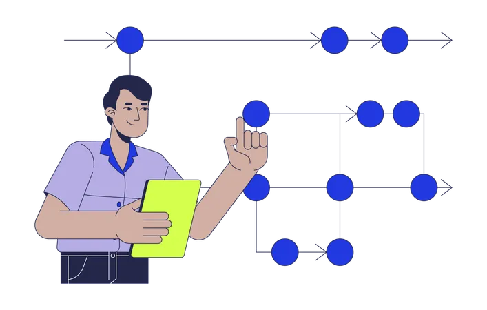 Desenvolvedor backend trabalhando em mapa de estrutura  Ilustração