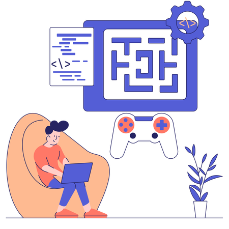 Desenvolvedor de jogos desenvolve novo jogo  Ilustração