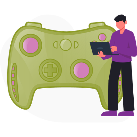 Desenvolvedor de jogos desenvolvendo jogos  Illustration