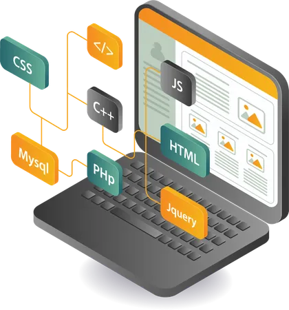 Desenvolvedor de produtos de aplicativos da Web para computadores  Ilustração