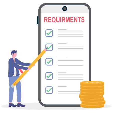Lista de verificação de requisitos de negócios para desenvolvedores de produtos  Ilustração