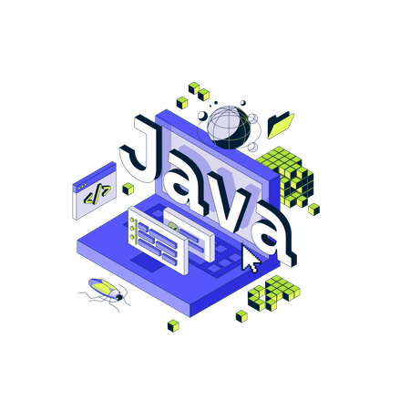 Desenvolvedor de software trabalhando em programação Java  Ilustração