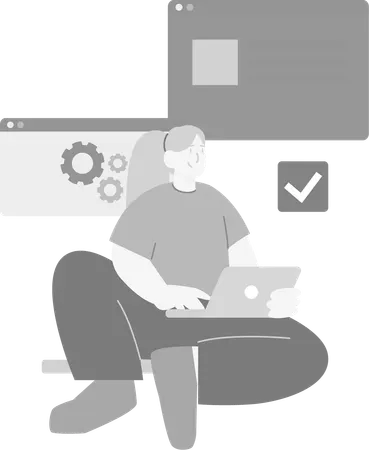 Desenvolvedor fazendo Desenvolvimento de Segurança Web  Ilustração