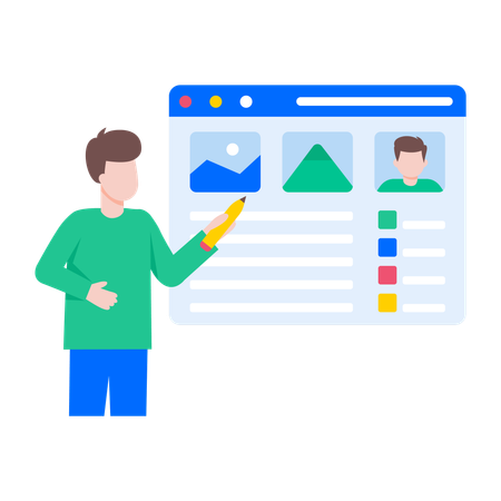 Desenvolvedor frontend trabalhando em site  Ilustração