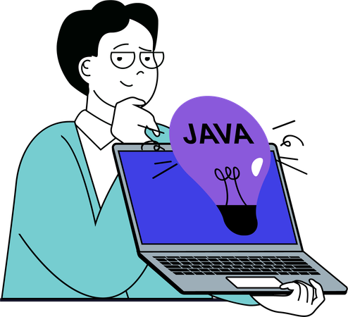 Desenvolvedor masculino trabalhando em código Java  Ilustração