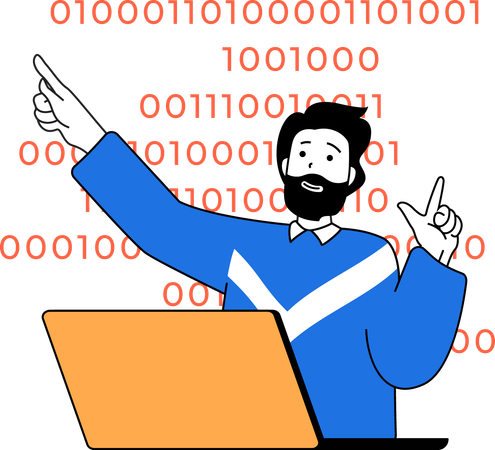 Desenvolvedor trabalha com dados binários  Ilustração