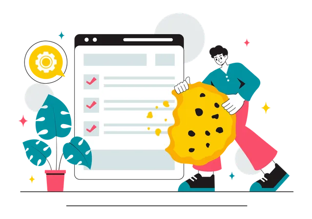 Desenvolvedor trabalhando em Tecnologia de Cookies de Internet  Ilustração