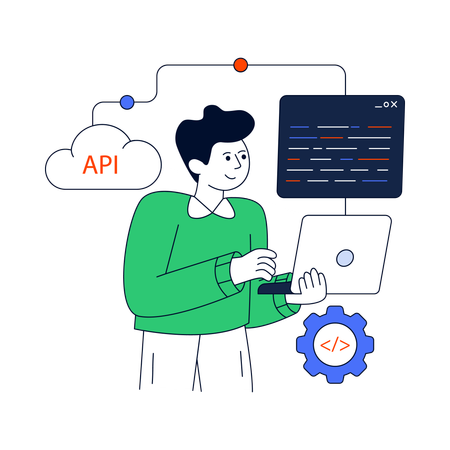 Desenvolvedor trabalhando em Web Api  Ilustração