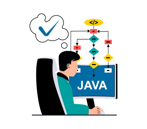 Desenvolvedor trabalhando usando programação Java  Ilustração