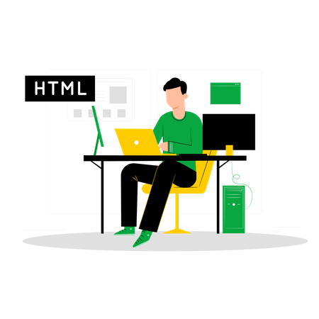 Trabalho de desenvolvedor em linguagem HTML  Ilustração