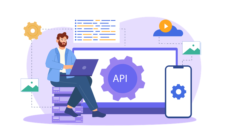 O desenvolvedor verifica as configurações da API  Ilustração