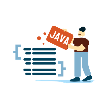 Desenvolvedor web trabalhando em java  Ilustração