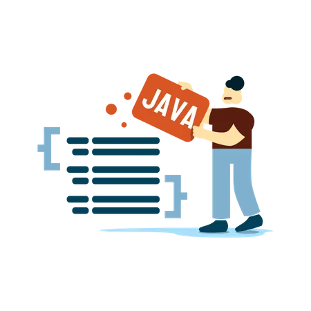 Desenvolvedor web trabalhando em java  Ilustração