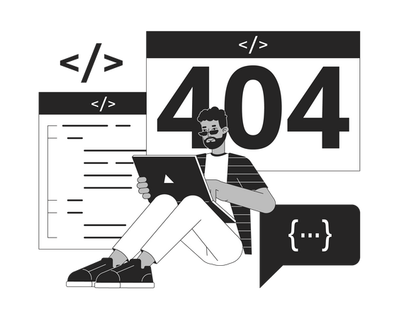 Site do desenvolvedor cria erro 404  Ilustração