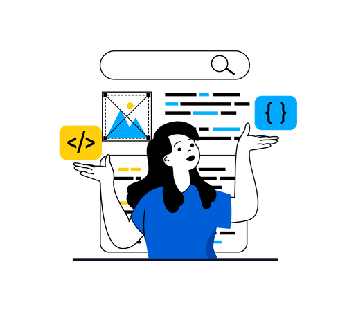 Desenvolvedora web feminina  Ilustração