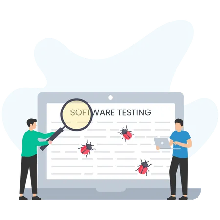 Desenvolvedores corrigindo bugs em software  Ilustração