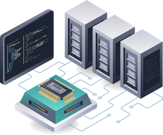 Desenvolvimento de tecnologia de chip para servidores  Ilustração