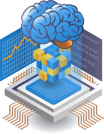 Desenvolvimento de tecnologia de inteligência artificial blockchain  Ilustração