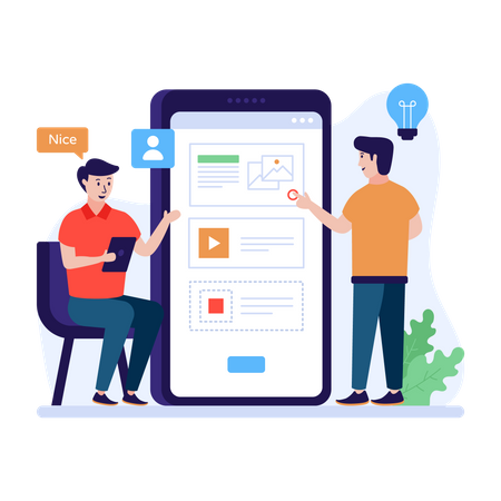 Desenvolvimento de wireframe de aplicativo  Ilustração