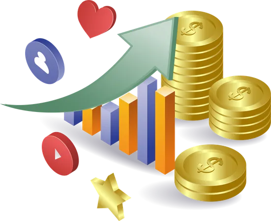 Gráfico de barras de desenvolvimento financeiro empresarial  Ilustração