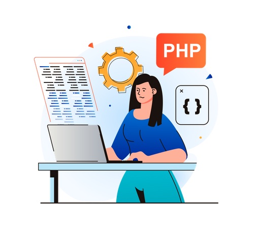 Desenvolvimento Web trabalhando no laptop  Ilustração