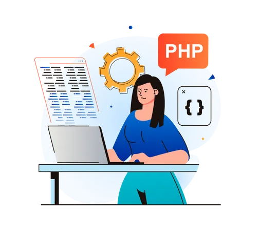 Desenvolvimento Web trabalhando no laptop  Ilustração