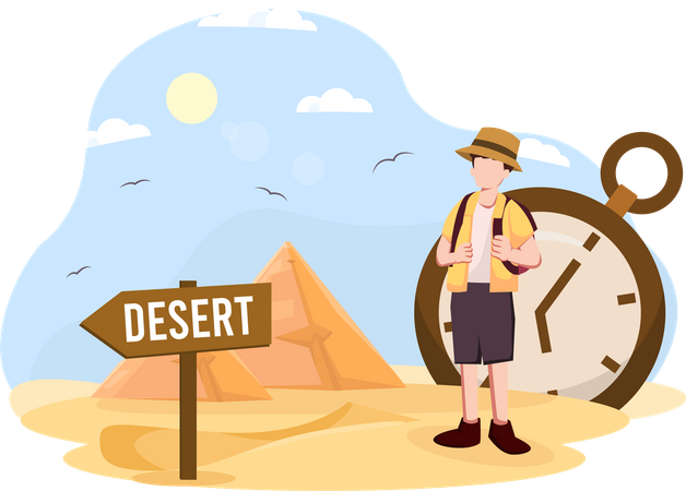 Desert Panorama Travel  일러스트레이션