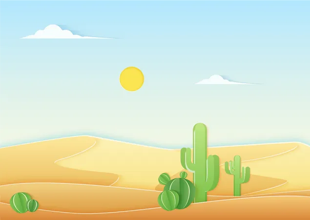 Desert with bright sunshine  イラスト