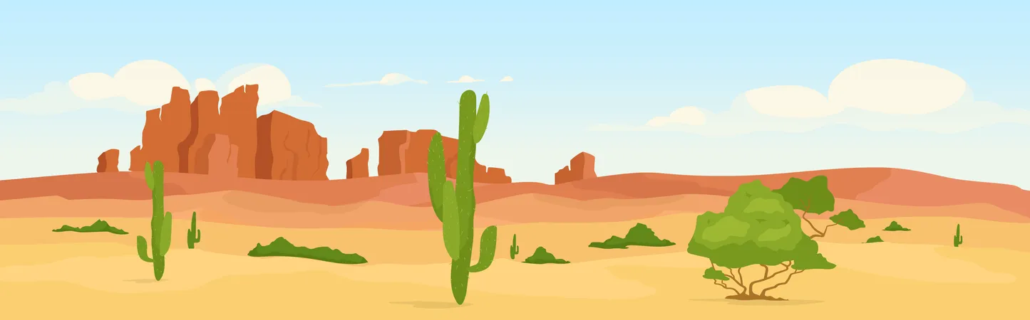Deserto seco ocidental durante o dia  Ilustração