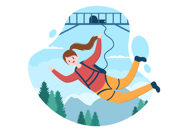 Curtindo bungee jumping  Ilustração