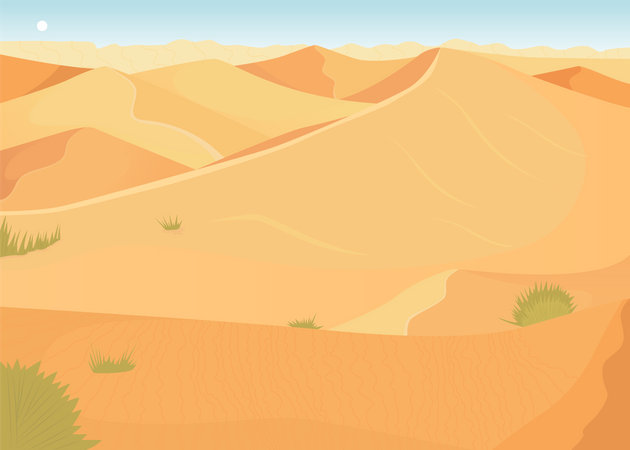 Desierto con sol brillante  Ilustración
