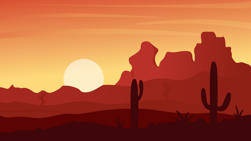 Atardecer en el desierto mexicano  Ilustración