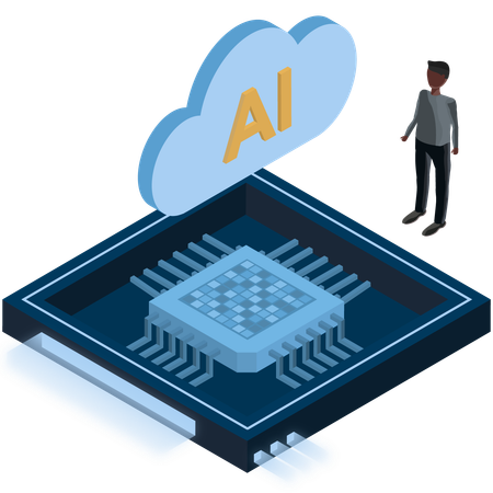 Design de chip de IA em nuvem  Ilustração