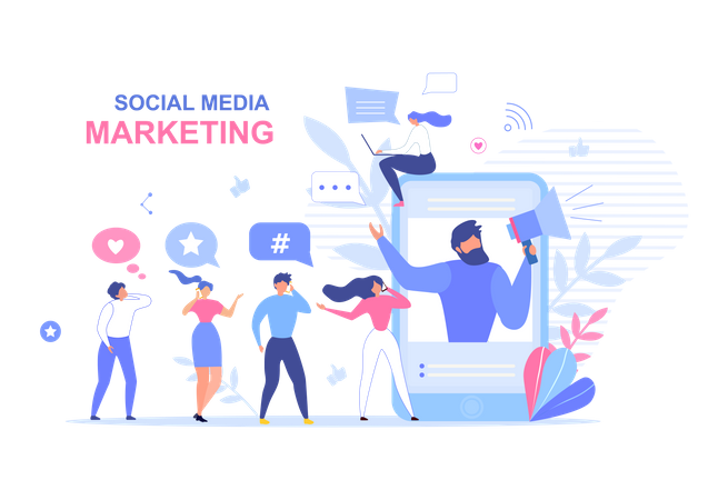 Design de página de destino para marketing de mídia social  Ilustração