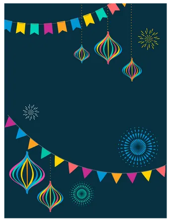 Design de cartaz Fiesta com bandeiras, decorações e banner de promoção  Ilustração