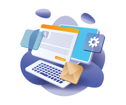 Design plano de artigo de informações da web de computador  Ilustração