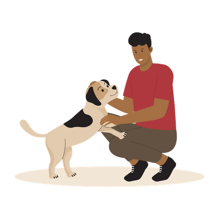 Design plat de personnes avec des chiens  Illustration