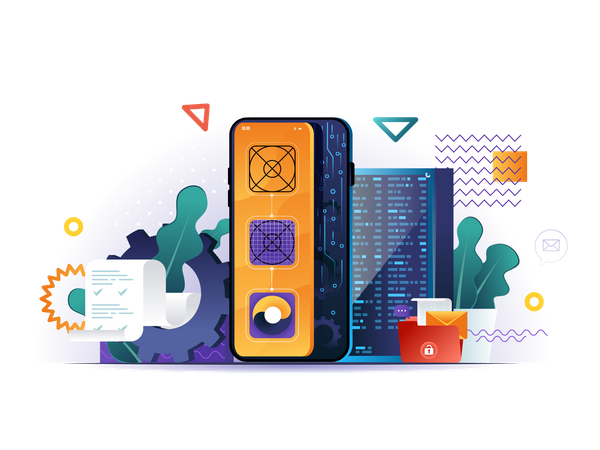 Design, prototipagem e programação de aplicativos móveis  Ilustração