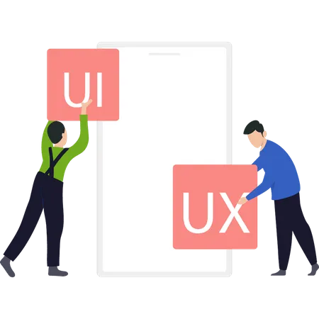 Guys Working On UX And UI Illustration