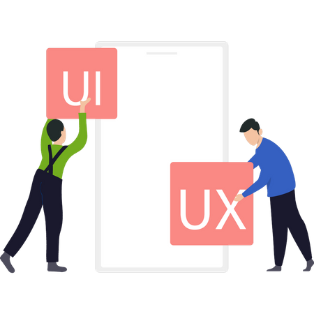 Design team working on app design  Illustration