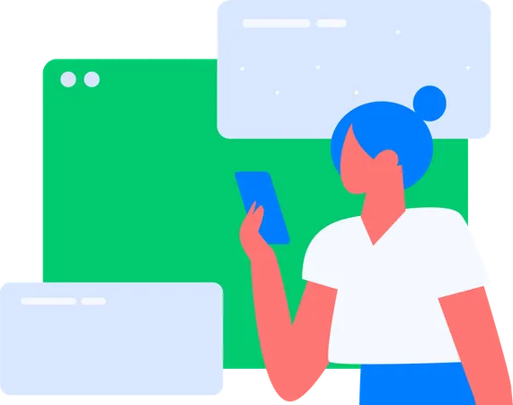 ウェブサイト制作に取り組んでいるデザインチーム  イラスト