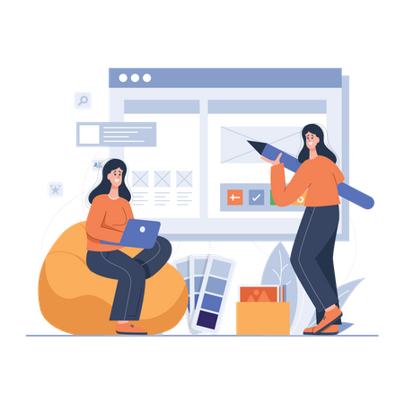 Design Team working on website layout  Illustration