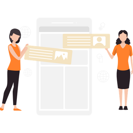 Design team working on website layout  Illustration